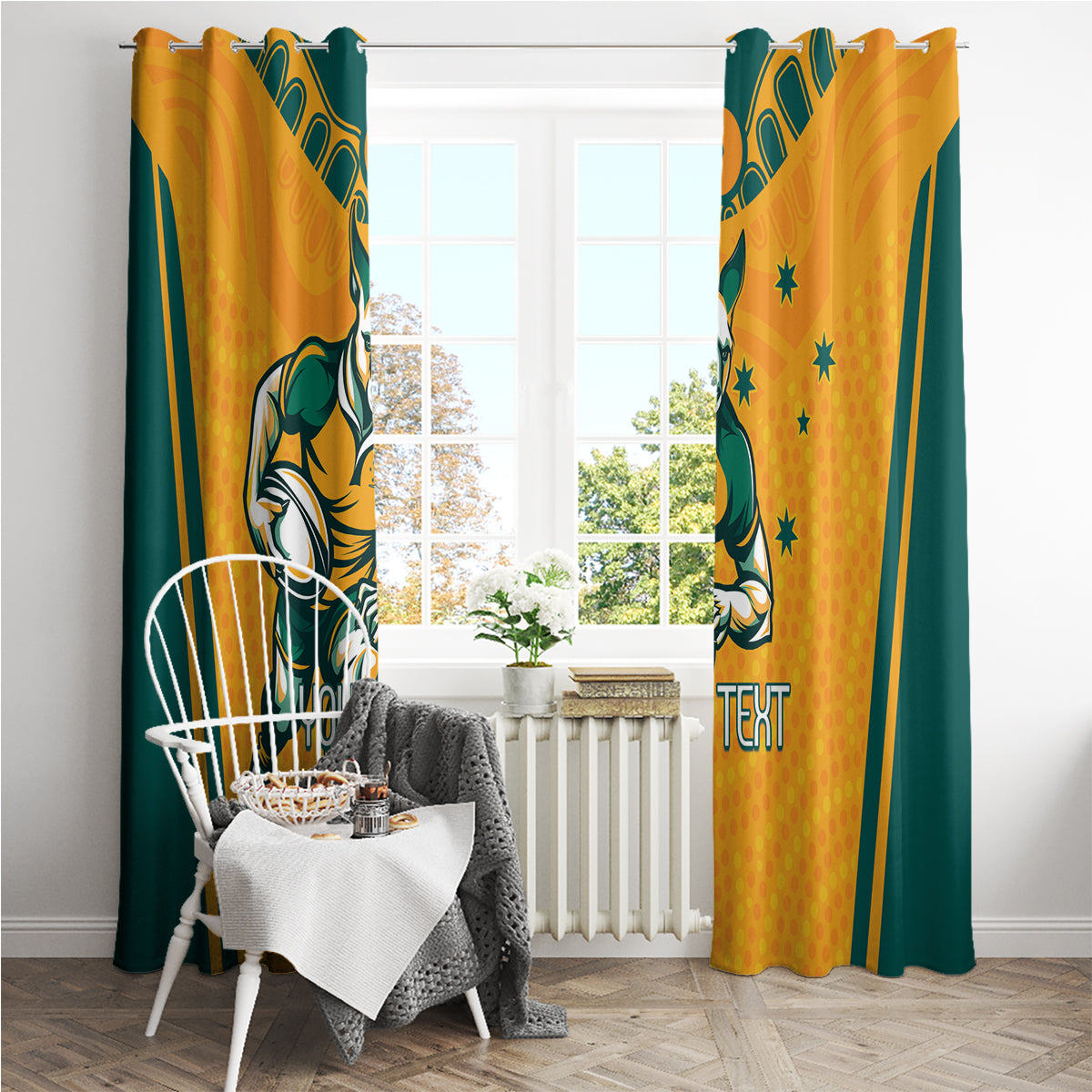 Custom Australia Rugby Window Curtain Wallabies Mascots Sporty Version