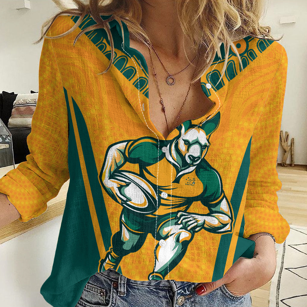 Custom Australia Rugby Women Casual Shirt Wallabies Mascots Sporty Version