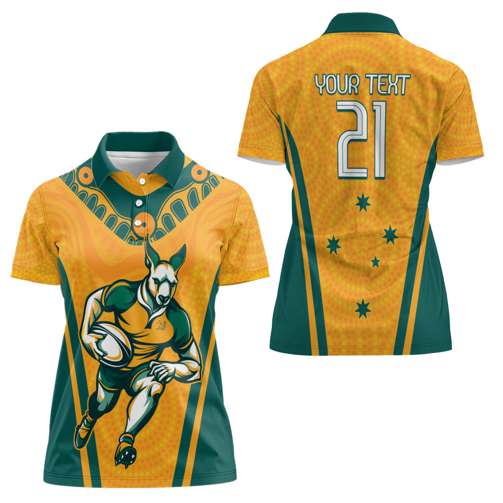 Custom Australia Rugby Women Polo Shirt Wallabies Mascots Sporty Version