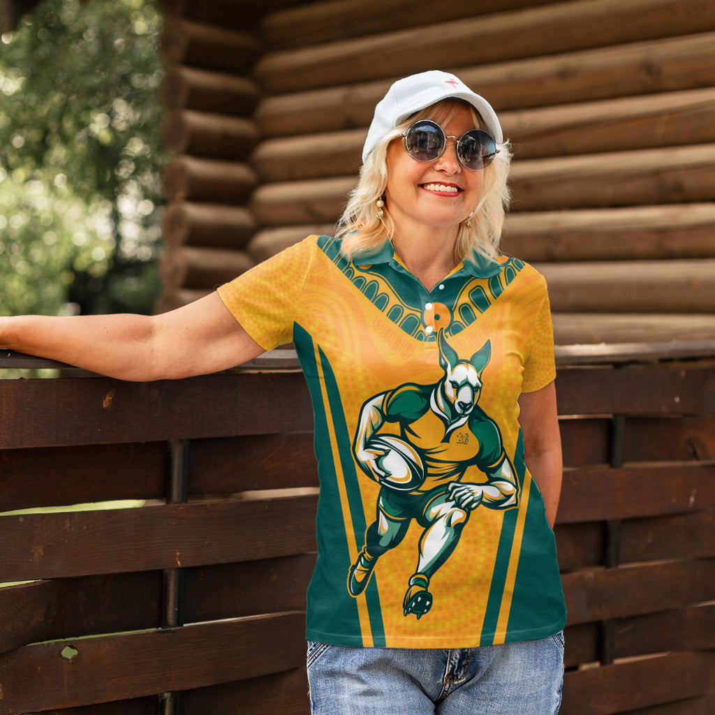 Custom Australia Rugby Women Polo Shirt Wallabies Mascots Sporty Version