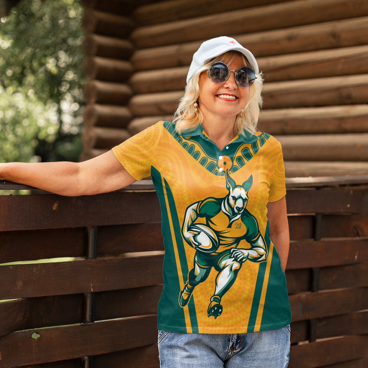 Custom Australia Rugby Women Polo Shirt Wallabies Mascots Sporty Version