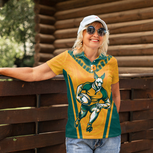Custom Australia Rugby Women Polo Shirt Wallabies Mascots Sporty Version