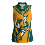 Custom Australia Rugby Women Sleeveless Polo Shirt Wallabies Mascots Sporty Version