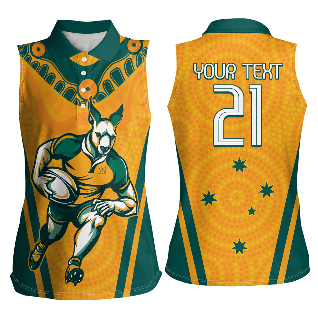 Custom Australia Rugby Women Sleeveless Polo Shirt Wallabies Mascots Sporty Version