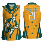 Custom Australia Rugby Women Sleeveless Polo Shirt Wallabies Mascots Sporty Version