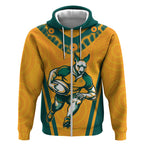 Custom Australia Rugby Zip Hoodie Wallabies Mascots Sporty Version