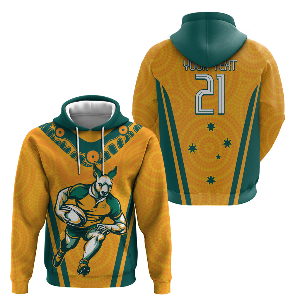 Custom Australia Rugby Zip Hoodie Wallabies Mascots Sporty Version