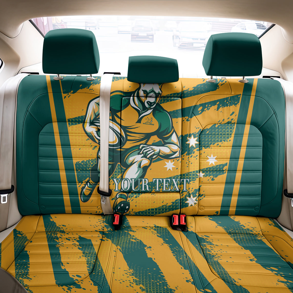 Custom Australia Rugby Back Car Seat Cover Wallabies Mascots Indigenous Aboriginal Version