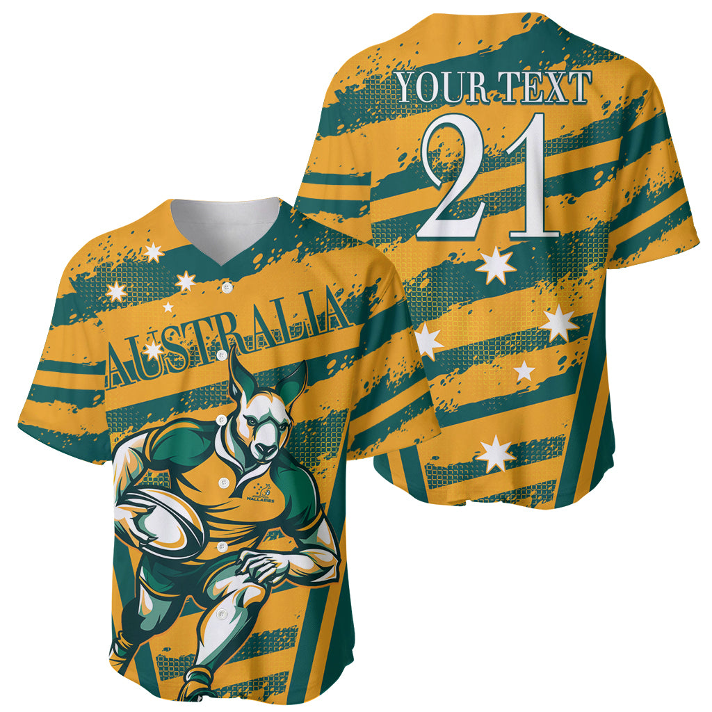 Custom Australia Rugby Baseball Jersey Wallabies Mascots Indigenous Aboriginal Version