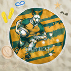 Custom Australia Rugby Beach Blanket Wallabies Mascots Indigenous Aboriginal Version