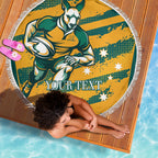Custom Australia Rugby Beach Blanket Wallabies Mascots Indigenous Aboriginal Version