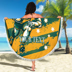 Custom Australia Rugby Beach Blanket Wallabies Mascots Indigenous Aboriginal Version
