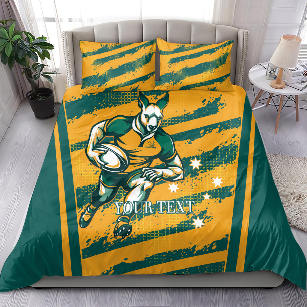 Custom Australia Rugby Bedding Set Wallabies Mascots Indigenous Aboriginal Version