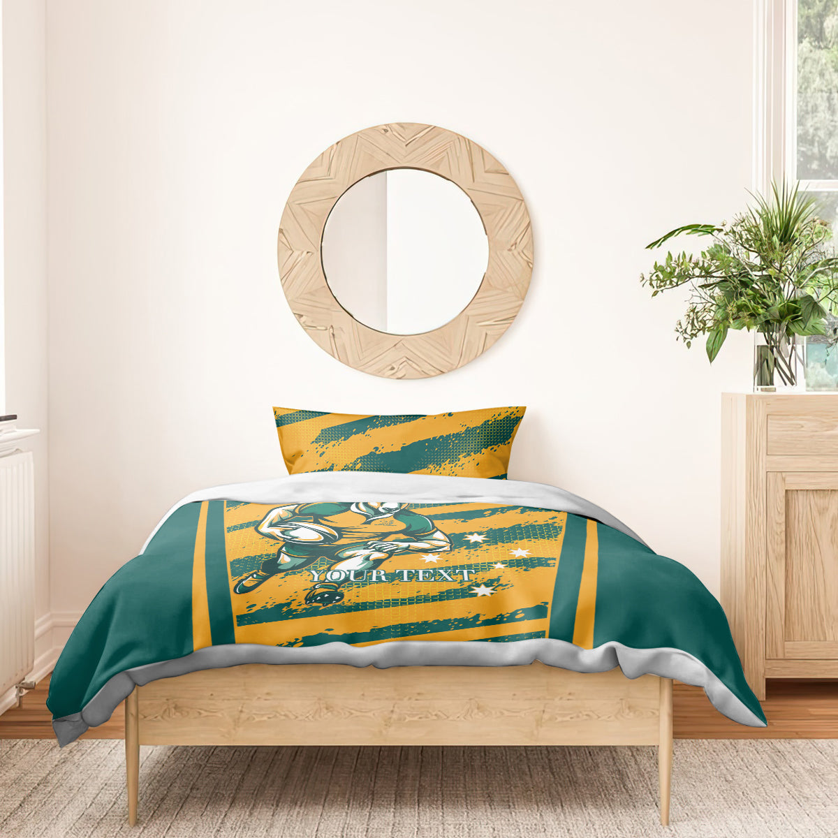 Custom Australia Rugby Bedding Set Wallabies Mascots Indigenous Aboriginal Version