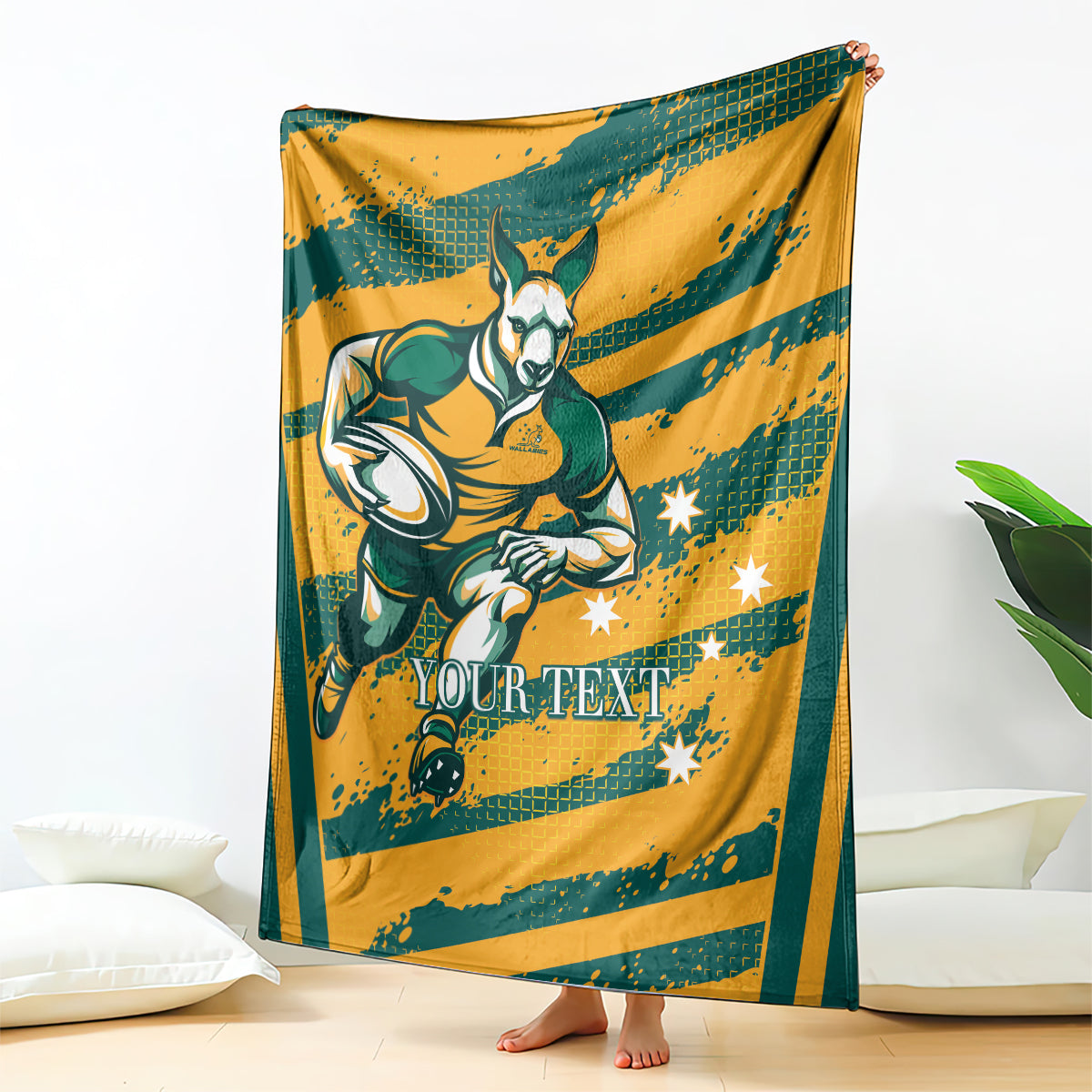 Custom Australia Rugby Blanket Wallabies Mascots Indigenous Aboriginal Version