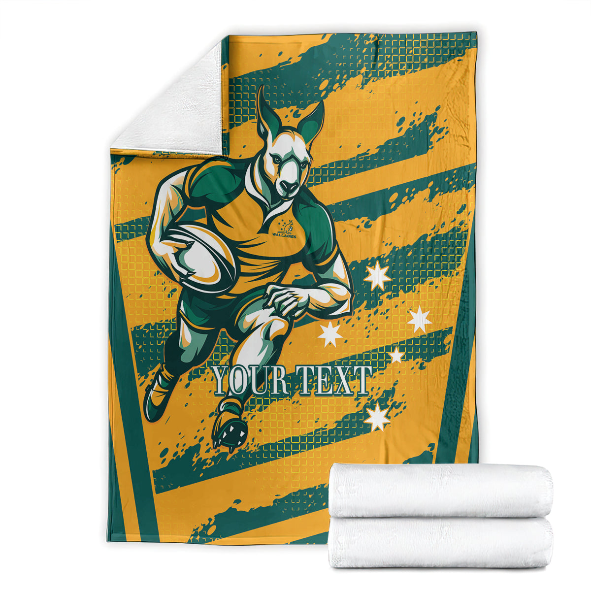 Custom Australia Rugby Blanket Wallabies Mascots Indigenous Aboriginal Version
