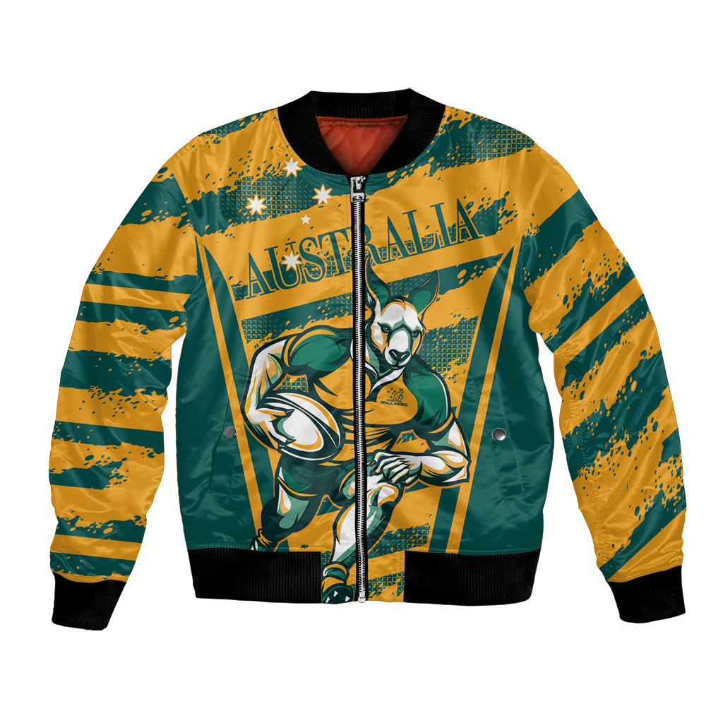 Custom Australia Rugby Bomber Jacket Wallabies Mascots Indigenous Aboriginal Version