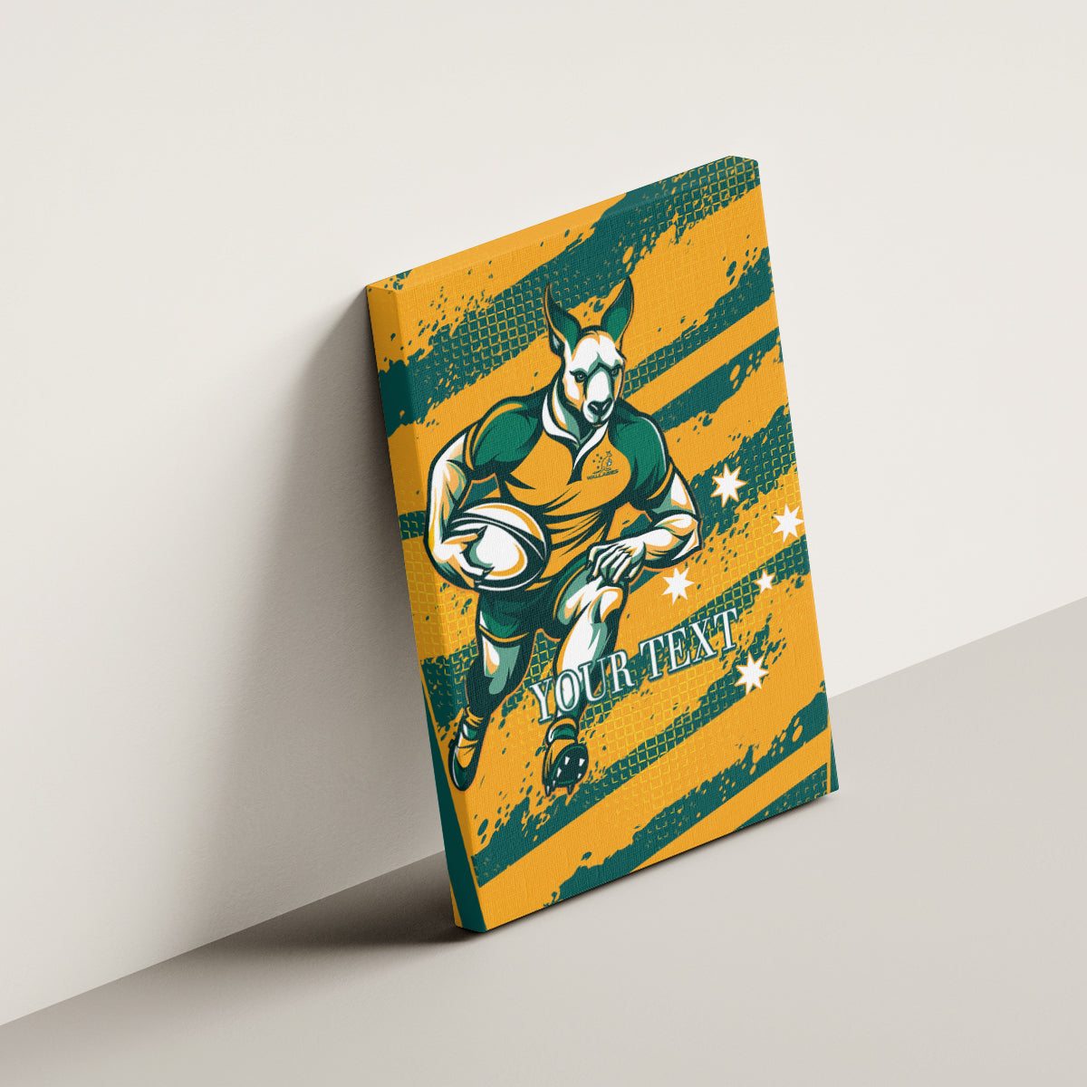 Custom Australia Rugby Canvas Wall Art Wallabies Mascots Indigenous Aboriginal Version