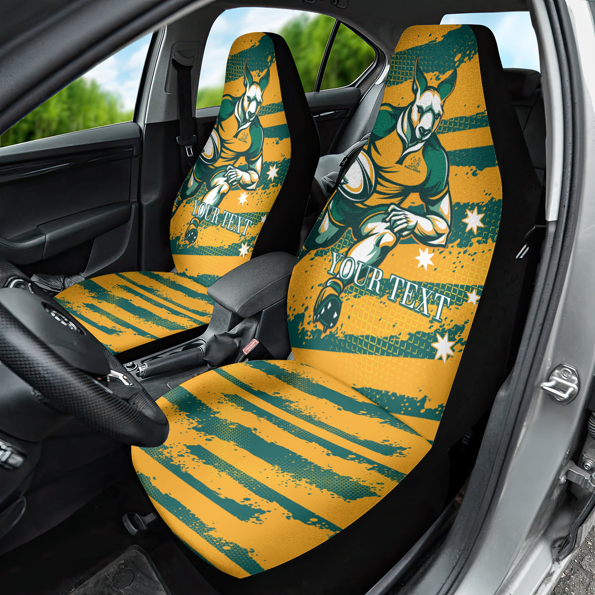 Custom Australia Rugby Car Seat Cover Wallabies Mascots Indigenous Aboriginal Version