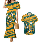Custom Australia Rugby Couples Matching Mermaid Dress and Hawaiian Shirt Wallabies Mascots Indigenous Aboriginal Version