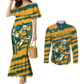 Custom Australia Rugby Couples Matching Mermaid Dress and Long Sleeve Button Shirt Wallabies Mascots Indigenous Aboriginal Version