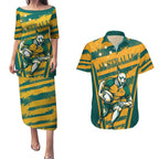 Custom Australia Rugby Couples Matching Puletasi and Hawaiian Shirt Wallabies Mascots Indigenous Aboriginal Version