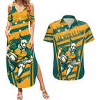 Custom Australia Rugby Couples Matching Summer Maxi Dress and Hawaiian Shirt Wallabies Mascots Indigenous Aboriginal Version