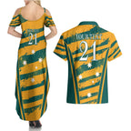 Custom Australia Rugby Couples Matching Summer Maxi Dress and Hawaiian Shirt Wallabies Mascots Indigenous Aboriginal Version
