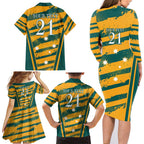Custom Australia Rugby Family Matching Long Sleeve Bodycon Dress and Hawaiian Shirt Wallabies Mascots Indigenous Aboriginal Version