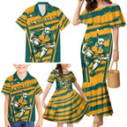 Custom Australia Rugby Family Matching Mermaid Dress and Hawaiian Shirt Wallabies Mascots Indigenous Aboriginal Version
