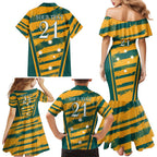 Custom Australia Rugby Family Matching Mermaid Dress and Hawaiian Shirt Wallabies Mascots Indigenous Aboriginal Version