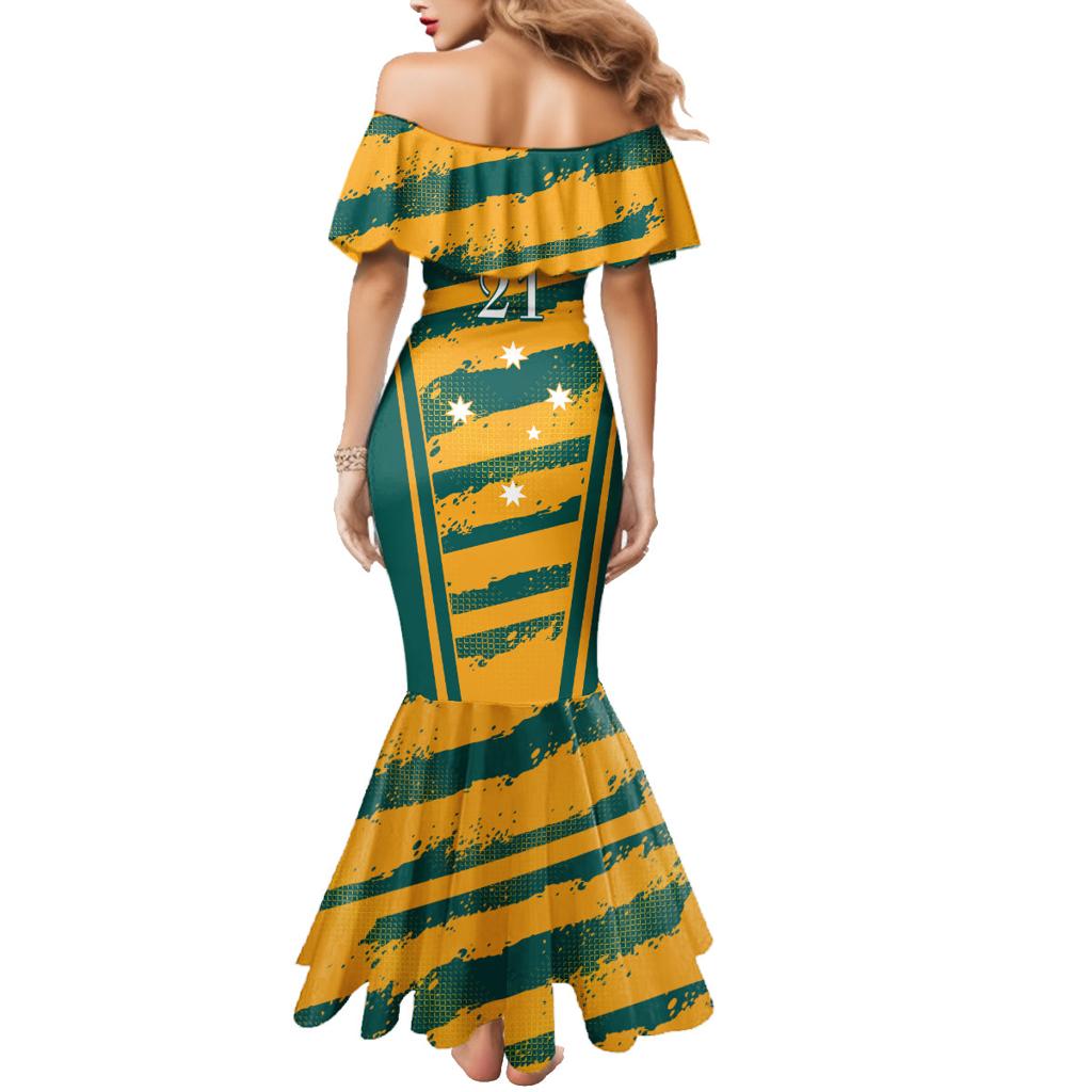 Custom Australia Rugby Family Matching Mermaid Dress and Hawaiian Shirt Wallabies Mascots Indigenous Aboriginal Version