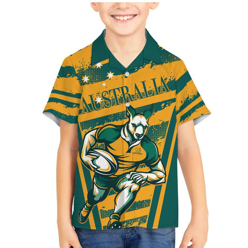 Custom Australia Rugby Family Matching Mermaid Dress and Hawaiian Shirt Wallabies Mascots Indigenous Aboriginal Version