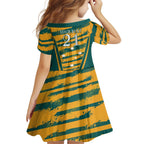 Custom Australia Rugby Family Matching Off The Shoulder Long Sleeve Dress and Hawaiian Shirt Wallabies Mascots Indigenous Aboriginal Version