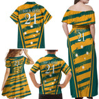 Custom Australia Rugby Family Matching Off Shoulder Maxi Dress and Hawaiian Shirt Wallabies Mascots Indigenous Aboriginal Version