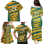 Custom Australia Rugby Family Matching Puletasi and Hawaiian Shirt Wallabies Mascots Indigenous Aboriginal Version