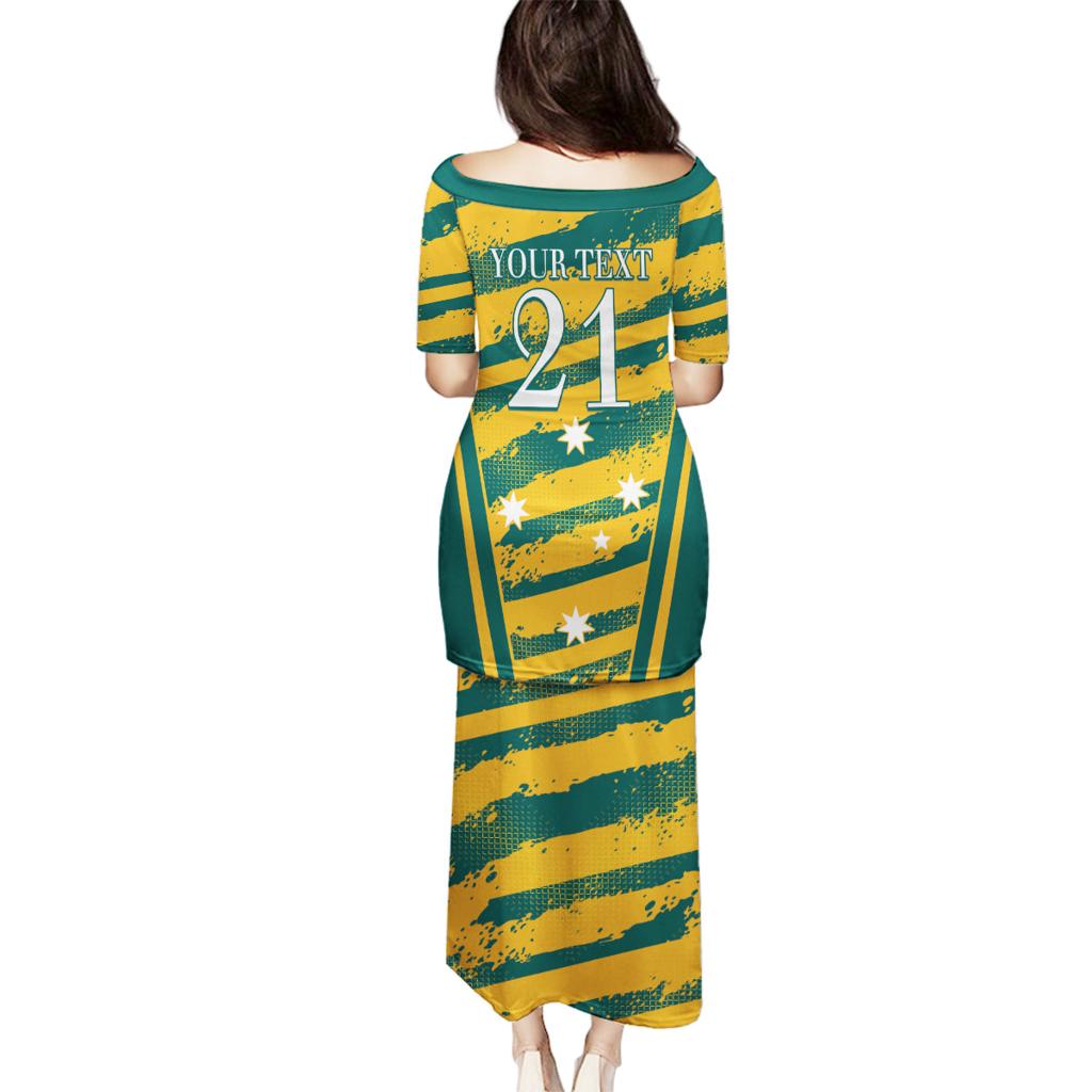 Custom Australia Rugby Family Matching Puletasi and Hawaiian Shirt Wallabies Mascots Indigenous Aboriginal Version