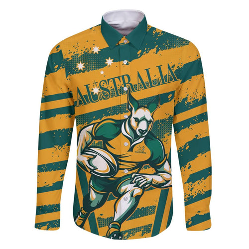 Custom Australia Rugby Family Matching Short Sleeve Bodycon Dress and Hawaiian Shirt Wallabies Mascots Indigenous Aboriginal Version