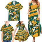 Custom Australia Rugby Family Matching Summer Maxi Dress and Hawaiian Shirt Wallabies Mascots Indigenous Aboriginal Version