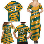Custom Australia Rugby Family Matching Summer Maxi Dress and Hawaiian Shirt Wallabies Mascots Indigenous Aboriginal Version