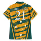 Custom Australia Rugby Family Matching Summer Maxi Dress and Hawaiian Shirt Wallabies Mascots Indigenous Aboriginal Version