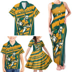Custom Australia Rugby Family Matching Tank Maxi Dress and Hawaiian Shirt Wallabies Mascots Indigenous Aboriginal Version