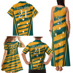 Custom Australia Rugby Family Matching Tank Maxi Dress and Hawaiian Shirt Wallabies Mascots Indigenous Aboriginal Version