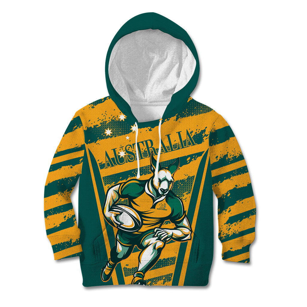 Custom Australia Rugby Kid Hoodie Wallabies Mascots Indigenous Aboriginal Version
