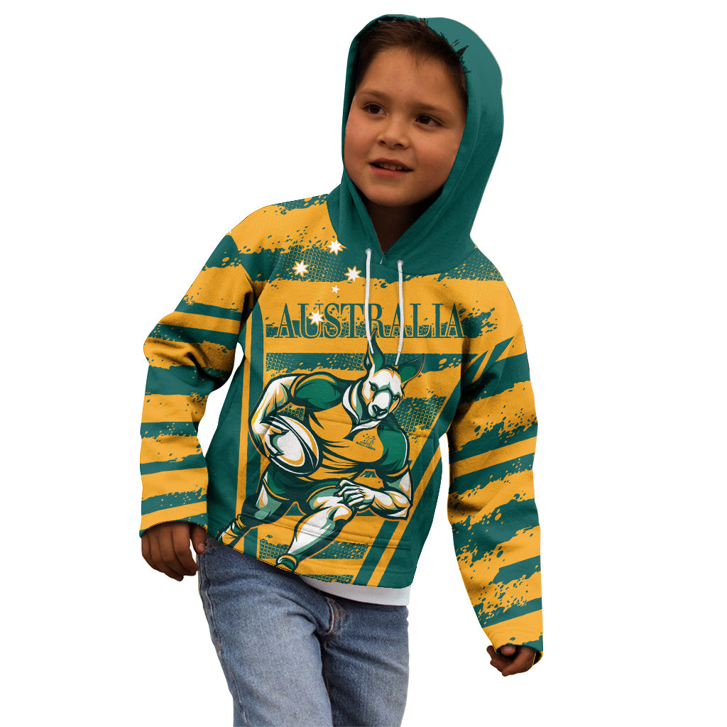 Custom Australia Rugby Kid Hoodie Wallabies Mascots Indigenous Aboriginal Version