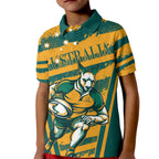 Custom Australia Rugby Kid Polo Shirt Wallabies Mascots Indigenous Aboriginal Version