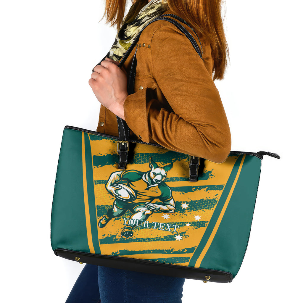 Custom Australia Rugby Leather Tote Bag Wallabies Mascots Indigenous Aboriginal Version