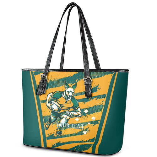 Custom Australia Rugby Leather Tote Bag Wallabies Mascots Indigenous Aboriginal Version