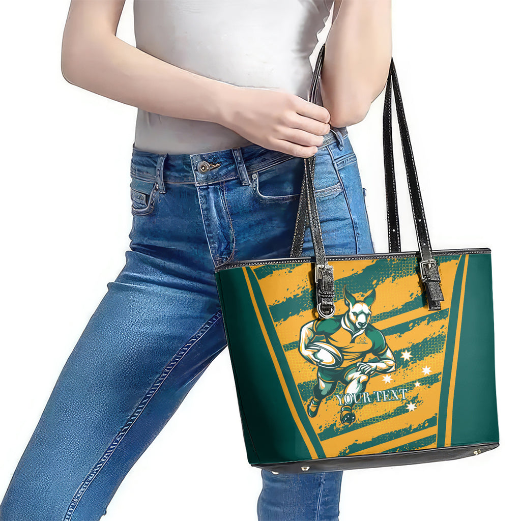 Custom Australia Rugby Leather Tote Bag Wallabies Mascots Indigenous Aboriginal Version