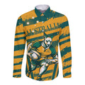 Custom Australia Rugby Long Sleeve Button Shirt Wallabies Mascots Indigenous Aboriginal Version
